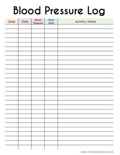 blood pressure log with the words blood pressure log written in black and red on it