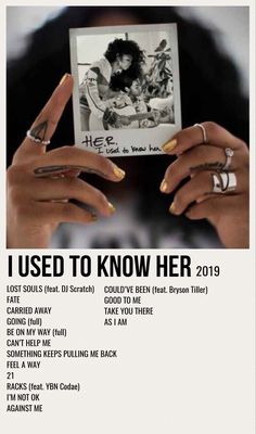 the poster for i used to know her, featuring two hands holding up a photo