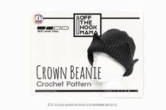 a crochet beanie hat is shown in black