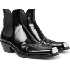 Iconic Calvin Klein 205w39nyc Chelsea Boot. Size 36 Worn Once To An Event Indoor. Basically It’s Brand New. Look At The Soles They Are Still Black With Paint Still There. Killer Boots No Longer Available. This Collaboration With Raf Simmons Is Over. Raf Simmons, Black Peep Toe Heels, Calvin Klein 205w39nyc, Embellished Heels, Suede High Heels, Calvin Klein Collection, Black Suede Booties, Leather Cowboy Boots, Black Leather Ankle Boots