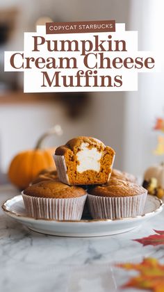 starbucks pumpkin cream cheese muffins fall desserts Pumpkin Muffins With Maple Cream Cheese Filling, Muffin With Cream Cheese Filling, Muffins Gluten Free, Dairy Free Cream Cheese, Pumpkin Cream Cheese