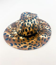 Wide brim felt hat with faux leather band and metal circle crest pin. Details: 10cm/3.95" brim Wide Brim Felt Hat, Felt Hats, Metal Circle, Felt Hat, Wide Brimmed, Small Tops, Leather Band, Animal Print, Faux Leather