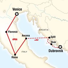 the route map for italy and italy