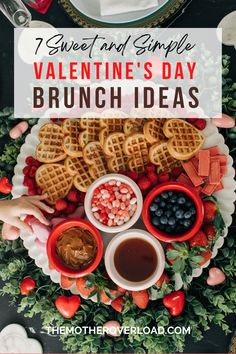 valentine's day brunch idea with waffles and fruit