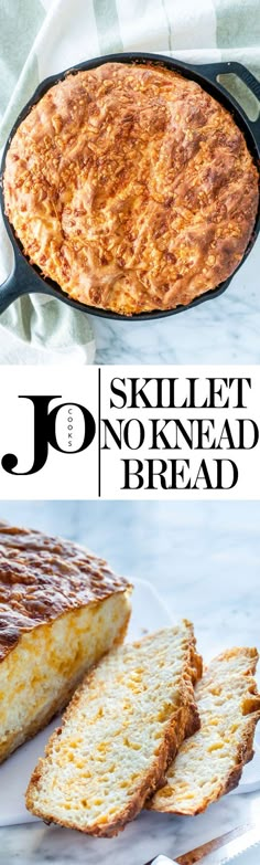 skillet no - knead bread is shown with the title above it