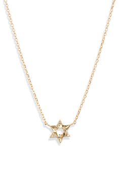 A diamond-dappled Star of David centers this handmade necklace that illuminates your neckline with meaningful shine. 16" length Total diamond weight: 0.05ct. Color: G–H Clarity: SI2 14k gold or sterling silver/diamond Made in Canada >Diamond Guide Star Of David Jewelry, Star Of David Necklace, Diamond Guide, Diamond Star, Star Of David, Love Letter, G H, Handmade Necklace, Silver Diamonds