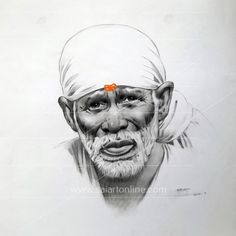 a pencil drawing of an old man with glasses and a turban on his head