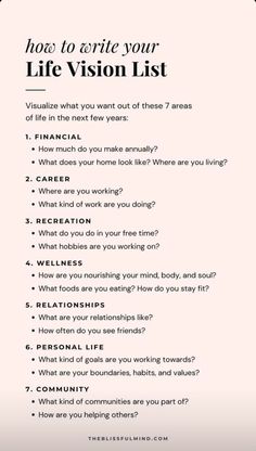 Life Vision List, Vision List, Release Limiting Beliefs, Priority List, Money Blocks, Life Vision, Self Care Bullet Journal, Writing Therapy, Personal Improvement