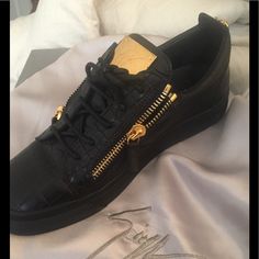 Like New Worn Once In Fashion Show Size 42 Black Elegant Leather Sneakers For Party, Designer Leather Party Sneakers, Giuseppe Zanotti Sneakers Mens, Zanotti Shoes, Giuseppe Zanotti Shoes, Mens Shoes Sneakers, In Fashion, Giuseppe Zanotti, Like New