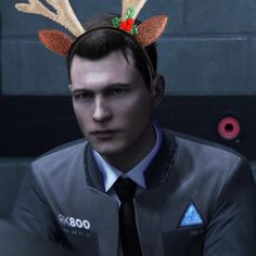 a man with reindeer antlers on his head