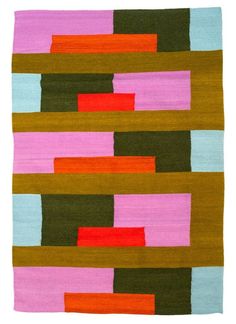 an abstract rug with multicolored stripes