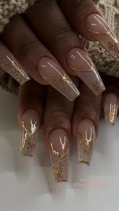 Gold Acrylic Nails, Classy Nail, Unghie Nail Art, Winter Nails Acrylic, Aesthetic Nails, French Tip Acrylic Nails, Christmas Nails Acrylic, Dipped Nails