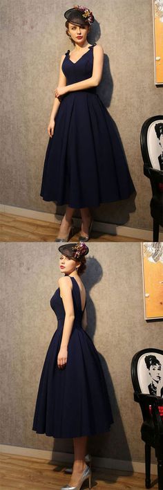 Vintage V Neck Nave Blue Satin Homecoming Dresses Party Dresses PG183;Homecoming Dresses,Party Dresses Elegant V-neck High Low Party Dress, Elegant Prom Dresses With High-low Hem, Elegant High-low Hem Prom Dresses, Elegant High-low Hem Wedding Dress, Elegant High Low Dress For Summer Prom, Elegant High Low Summer Dress For Prom, Elegant Evening Dresses With High-low Hem, Elegant High Low Wedding Dress, Elegant Formal High Low A-line Dress