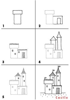 the instructions for how to draw castles