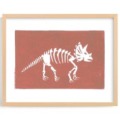 an image of a dinosaur skeleton on a red background