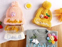 This beautifully hand-embroidered knitted beanie for kids combines style with warmth.Crafted by skilled artisans using soft fabrics,it ensures comfort during chilly seasons. The embroidered name adds uniqueness to each piece.Whether as a gift or for personal use,our hand-embroidered kids' beanies are an excellent choice.We offer various yarn colors and graphic options catering to different preferences. Strict standards are maintained throughout production,guaranteeing high-quality beanies that earn customer trust and support.To sum up,these hand-embroidered kids' knitted hats aren't just trendy accessories but also heartwarming gifts bringing joy and comfort during colder times. About Custom Embroidery:Please describe your customization requirements in the Personalization box. 1.Name(Inclu Winter Cotton Hat With Letter Embroidery, Cute Cotton Cap Beanie, Cute Cotton Beanie Cap, Cute Cotton Beanie, Cute Warm Beanie In Acrylic Yarn, Personalized Winter Hats For Gifts, Personalized Winter Hats As Gifts, Cute Warm Acrylic Yarn Beanie, Cute Acrylic Yarn Beanie