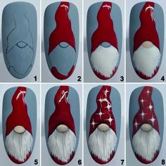 Gonk Nails Acrylic, Knomes Nails, Cute Diy Nails, Gonk Nails, Diy Nails Designs, Spring Nail Ideas, Winter Nail Ideas, New Year Nails, Xmas Nail Art