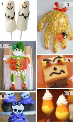 halloween treats and desserts are featured in this collage