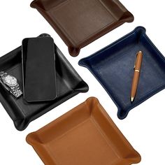 Our versatile, bendable leather catchall tray, handmade leather, is the ultimate organizer. Perfect for any space—keep one on your nightstand, one on your desk, and even one for travel. It's a thoughtful gift, ideal for stashing everything from keys and phones to cufflinks, watches, and more. Personalize it with gold foil or a classic blind emboss to make it uniquely yours. This leather catchall will keep your essentials neatly organized and always within reach. Bonded Leather I Bendable leather tray I Lays flat for travel I Handcrafted I Size: 6.5 W" x 6.5 L" X 1.4" D Classic Blinds, Blind Emboss, Catchall Tray, Leather Tray, Oxford Heels, Platform Slippers, Mens Uggs, Beauty Sale, Fragrance Gift Set