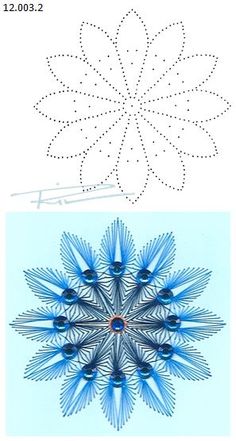 an image of a blue flower with dots in the middle and another photo of it's petals