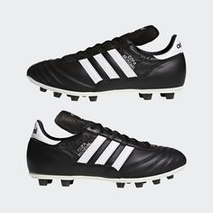 the adidas soccer shoes are black and white