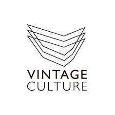 the vintage culture logo is shown in black and white, with an abstract geometric shape