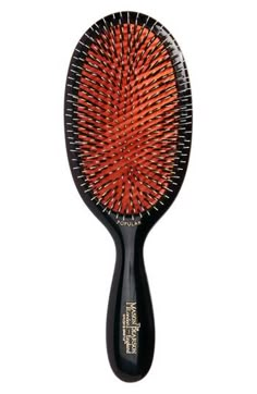 What it is: A tried and true hair brush that was developed and patented more than 100 years ago. How to use: Ideal for all hair types.What it does: The Mason Pearson Hair Brush is the ultimate grooming tool. Only the finest, premium-grade boar bristle, which is gentle to the hair and scalp, is used. Brushing with a Mason Pearson Hair Brush is the best way to distribute the natural oils while exfoliating the scalp and stimulating circulation to the hair follicles. The patented pneumatic cushion conforms to the contours of the scalp, which optimizes brushing with minimal effort. All Mason Pearson Hair Brushes are hand made in England. This 'mixture' has nylon spikes to facilitate brushing through thick, textured or wavy hair, yet may be used on all hair types. Boar bristles/nylon Made in the Fancy Hair Brush, Maison Pearson Hair Brush, Best Brushes For Hair, Maison Pearson Brush, Mason Pearson Brush Aesthetic, Hair Brush Aesthetic, Cute Hair Brush, Best Hairbrush, Mini Hair Brush