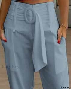 KatyKey - Professional High-Waisted Pants with Belt and Pocket Design Design Pants, Pants With Belt, Belted Pants, Very Short Hair, High Waisted Trousers, Bottom Clothes, Estilo Casual, Olivia Mark, Pocket Design