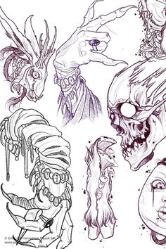 some drawings of monsters and their faces