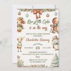 a baby shower with teddy bears and christmas trees