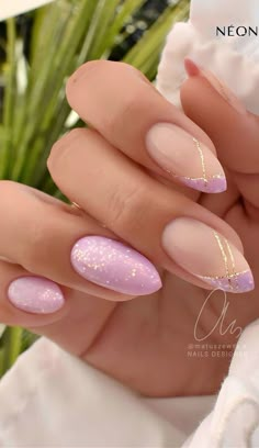 Pink And Gold Gel Nails, Short Almond Gel Nails, Nail Polish Design Ideas, Nail Polish Design, Pale Pink Nails, Polished Nails, Polish Design, Wow Nails, Cute Gel Nails