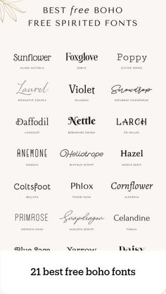 21 best free boho fonts Font Tato, Typographie Logo, Boho Fonts, Visuell Identitet, Business Fonts, Vintage Logos, Desain Buklet, Aesthetic Fonts