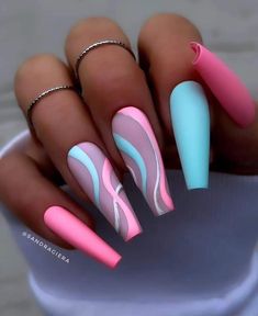 Neon Coffin Nails, 2023 Nails Ideas, Beach Nail Art, Beach Nail, 2023 Nails, Broken Nails, Dope Nail Designs, Acrylic Nails Coffin Pink