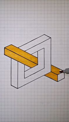 a drawing of a piece of furniture being drawn on graph paper with a pencil and marker