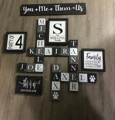 a cross made out of scrabble tiles with the words you're me and then - us