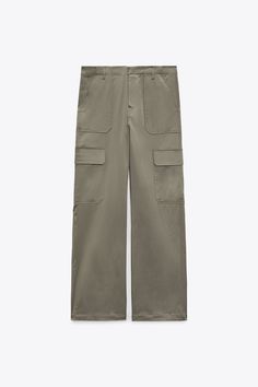 SATIN EFFECT CARGO PANTS - Duck green | ZARA United States Streetwear Bottoms With Welt Pockets And Straight Hem, Urban Bottoms With Pockets For Workwear, Khaki High-waisted Pants With Welt Pockets, Khaki Bottoms With Patch Pockets For Workwear, Khaki Utility Bottoms For Workwear, Urban Workwear Bottoms With Side Pockets, Utility Pants With Welt Pockets For Streetwear, Utility Style Straight Pants With Welt Pockets, Utility Straight Pants With Welt Pockets