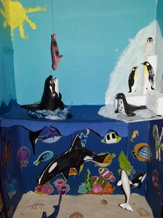 an aquarium with various types of sea animals