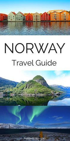 norway travel guide with the text norway on it and an image of colorful houses in the background