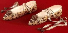 Empress Josephine's slippers, embroidered with gold bees.   (1804) Chateau De Malmaison, American Duchess, Historical Dresses