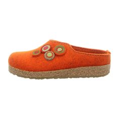 Experience unmatched comfort and vibrant style with the Haflinger Grizzly Kanon Clogs in striking orange. Perfect for the fashion-forward young adult, these clogs feature a durable wool felt construction that ensures long-lasting wear and a uniquely contoured footbed that molds to the shape of your foot, providing exceptional support. Ideal for both indoor and outdoor wear, the robust sole offers excellent traction. Stay comfortable and chic with these eye-catching clogs!Our Haflinger shoes, made from 100% natural wool and high-quality leather, offer optimal comfort throughout the year. The breathable and skin-friendly materials keep your feet warm in winter and cool in summer. Our non-slip soles ensure safety on any surface. Choose from a variety of designs to perfectly complement your st Haflinger Shoes, Vibrant Style, Shape Of You, Outdoor Wear, Slide Slipper, High Quality Leather, Wool Felt, Clogs, Fashion Forward