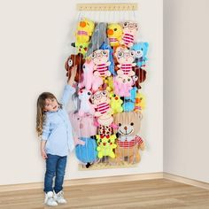 This stuffed animal storage hammock is the perfect solution for organizing your child's plush toys. Made from high-quality materials, it is durable and safe for your little ones. The hammock can be easily mounted on any wall or door, saving space and adding a touch of charm to the room. With its adjustable length, it can accommodate a variety of stuffed animals, from small teddy bears to large plush toys. Not only does it keep the toys off the floor and out of the way, but it also serves as a de Shelf For Nursery, Storage Hammock, Animal Hammock, Stuffed Animal Net, Toy Net, Soft Toy Storage, Toy Hammock, Pet Organization