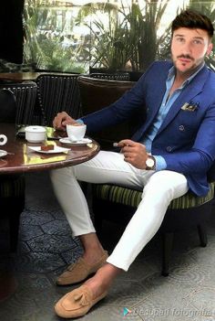 Blue Tuxedo Men, Blue Suit Men, Mens Fashion Smart, Best Mens Fashion, Traje Casual, Fashion Suits For Men