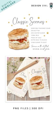 an advertisement for a sandwich shop with the words classic scones on it and two sandwiches in