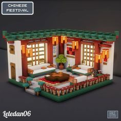 a lego model of a chinese house is shown in this advertisement for jeeann06