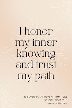 the cover of i honor my inner knowng and trust my path, with an image of