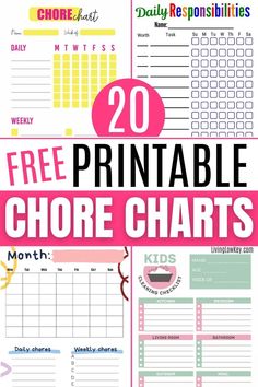 the free printable chore chart for kids