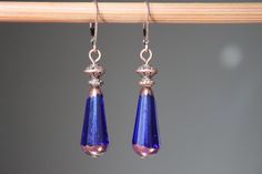 "Dark Blue Earrings Dangle drop Earrings Czech Glass Earrings Gift for her Gift for women Christmas Gift Color : Dark Blue Sapphire Blue 20x9mm Faceted Teardrop Beads, Dark Bronze Finish, Translucent, Czech Republic Glass Beads Finish : Antiqued copper findings Length : Approx 1 3/4 inches including the antique copper lever back Ear wires : Antique copper lever back These earrings are light, comfortable and easy to wear everyday. Leverbacks keep your earrings on securely by creating a closed loo Blue Teardrop Copper Earrings, Blue Copper Teardrop Earrings, Dark Blue Earrings, Navy Blue Earrings, Czech Glass Jewelry, Blue Drop Earrings, Blue Dangle Earrings, Teardrop Beads, Women Christmas