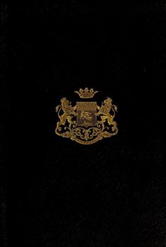 the front cover of a black book with gold trim