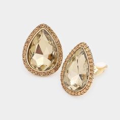 Teardrop Topaz Crystal Rhinestone Clip On Earrings Topaz Crystal, Earrings Collection, Clip On, Crystal Rhinestone, Clip On Earrings, Bracelet Watch, Apparel Accessories, Topaz, Gold Earrings