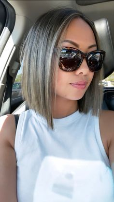 Shoulder Length Ashy Brown Hair, Women Bob Haircut Shoulder Length, Short Above The Shoulder Hair, Short Brown Hair With Highlights Ashy, Bob Hair Color 2023, Angle Bob Haircut Medium, Straight Bob Haircut Shoulder Length, Shoulder Length Hair Color Ideas Fall, Trendy Short Hair Styles Shoulder Length